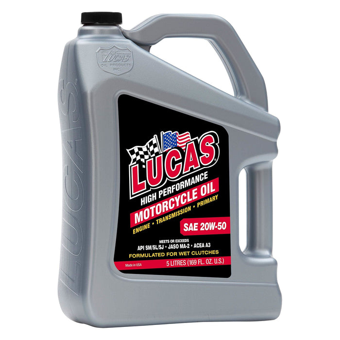 Lucas Oil Sae 20W50 Wt Motorcycle Oil 5 Litres 40774 Lucas  - Dynamic Drive