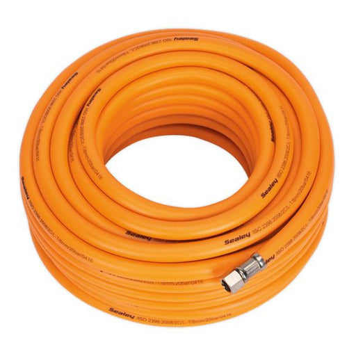 Sealey 20m x 8mm Bore Hybrid High Visibility Compressor Air Hose 1/4" BSP Sealey  - Dynamic Drive