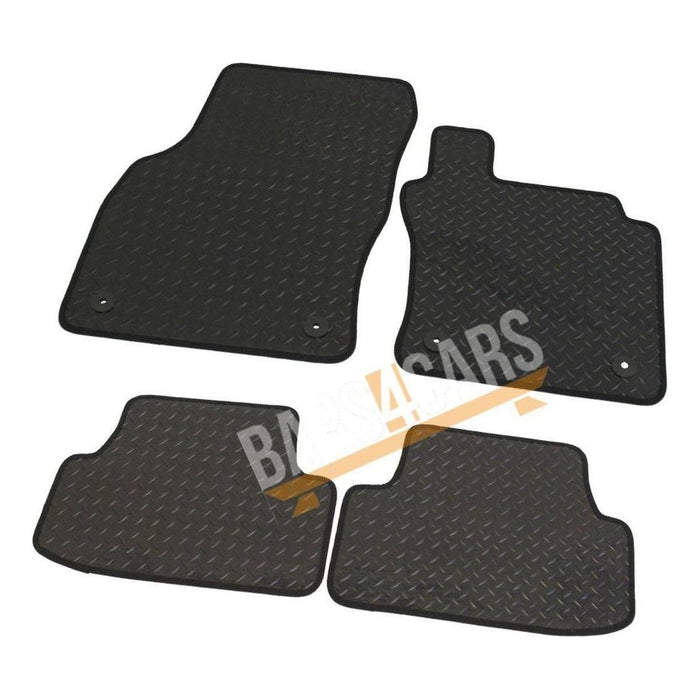 White Trim Tailored Black Rubber Car Mats for Vw Golf 7 13> Set of 4 With 4 Clips UKB4C  - Dynamic Drive