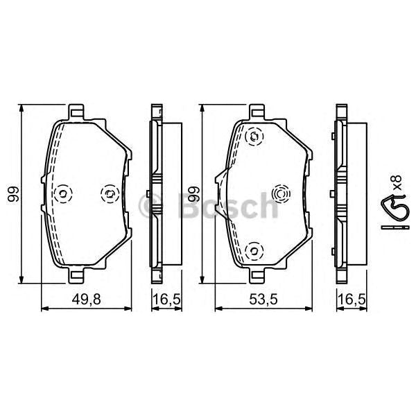 Genuine Bosch Brake Pad Set Bp1711 fits Vauxhall Grandland X - 1.2 - 17- 0986494