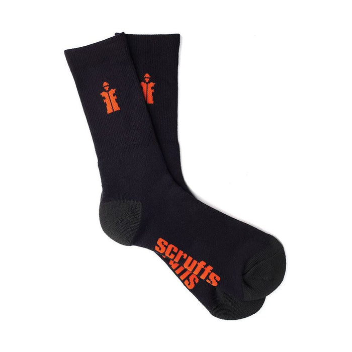 Scruffs Worker Socks Black 3pk Size 10 - 13 / 44 - 48