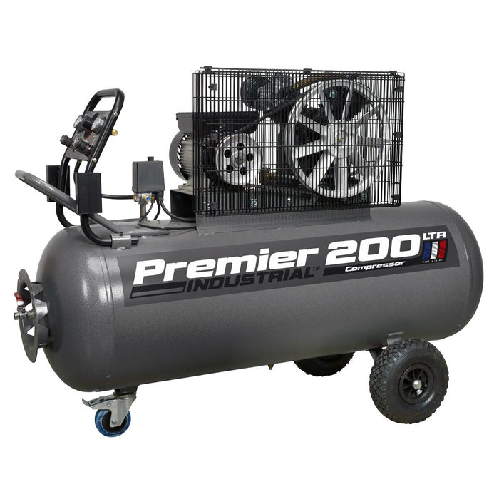 Sealey Air Compressor 200L Belt Drive 3hp with Front Control Panel SAC3203B Sealey  - Dynamic Drive