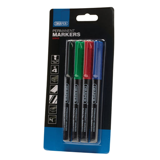 Draper Marker Pens, Multicoloured (Pack of 4) 20943 Draper  - Dynamic Drive