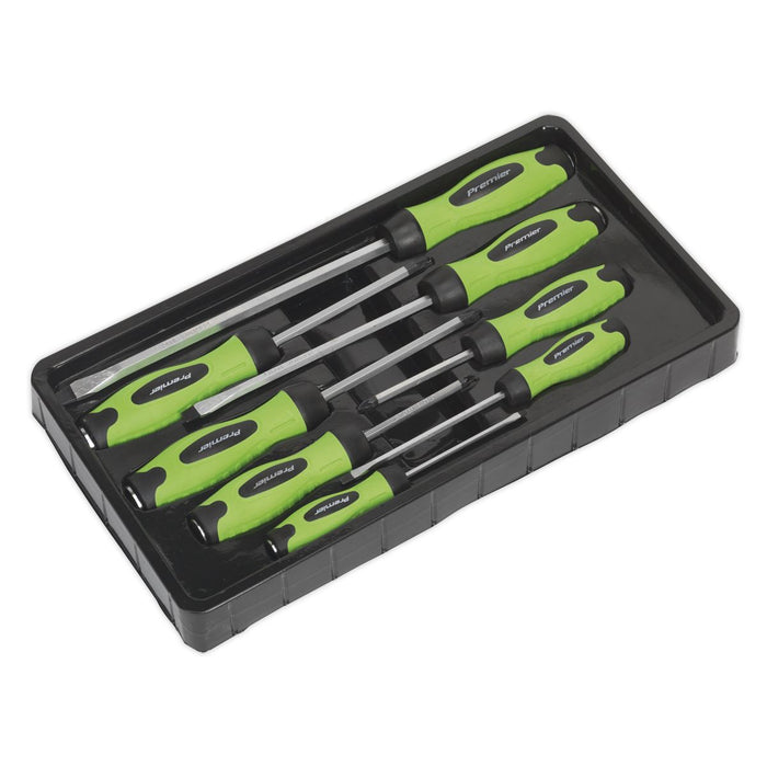 Sealey Screwdriver Set 8pc Hammer-Thru Hi-Vis Green HV002 Sealey  - Dynamic Drive