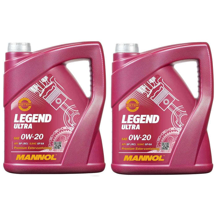 2x MANNOL 5L 0W20 Fully Synthetic Long Life Engine Oil API SP, GF-5, Dexos1 Gen2