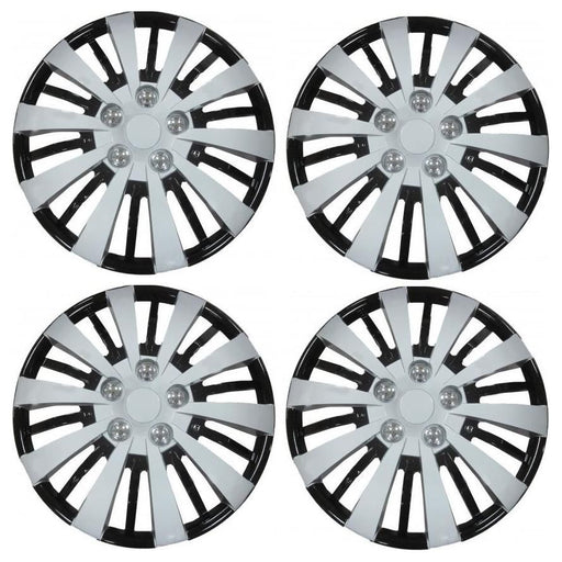 4x Wheel Trims Hub Caps 15" Covers in Silver and Black Alloy Look UKB4C  - Dynamic Drive