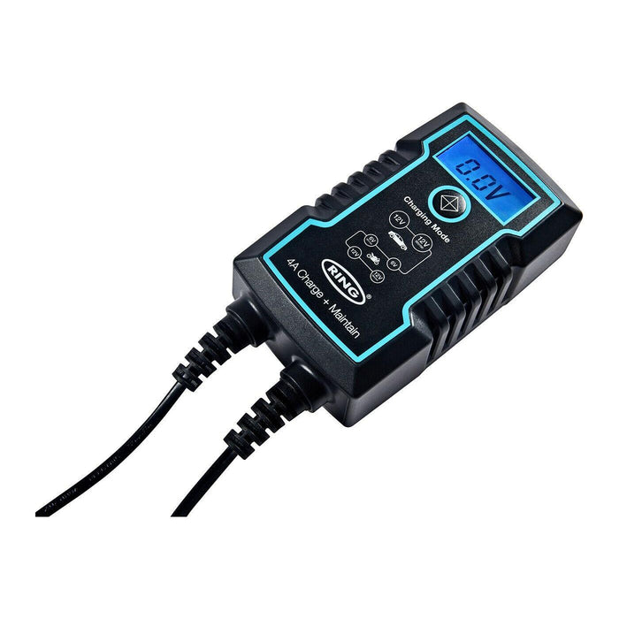 Ring 4A Smart Battery Charger and Battery Maintainer LCD Display 6/12v Ring Automotive  - Dynamic Drive