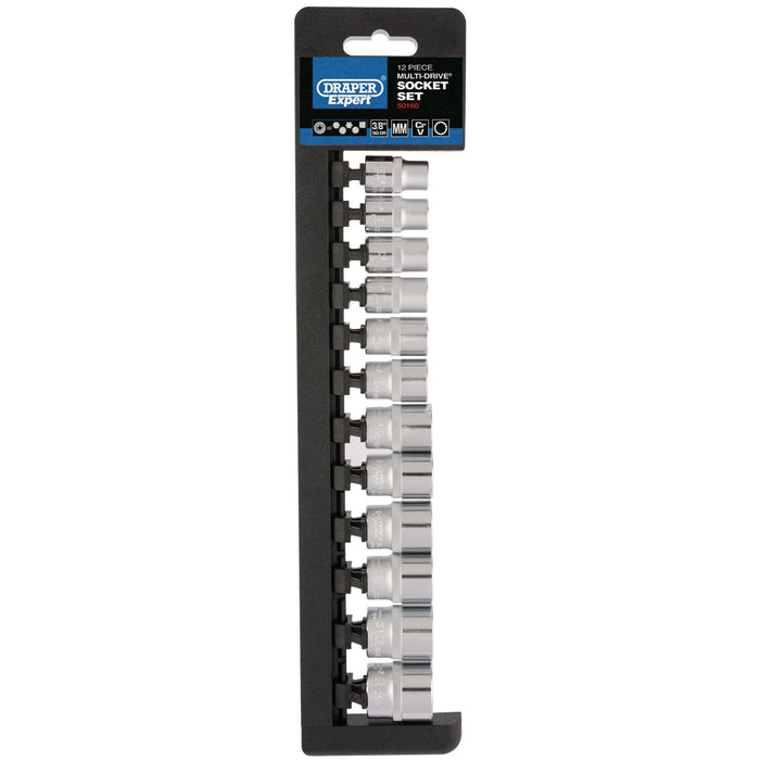 Draper Multi-Drive Socket Set, 3/8" Sq. Dr. (12 Piece) 50160