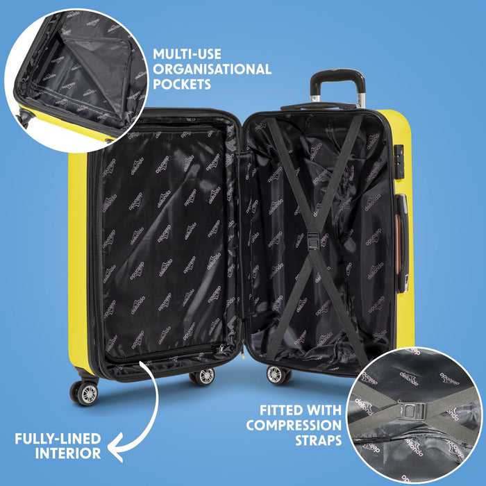 Dellonda 3-Piece Lightweight ABS Luggage Set with TSA Lock - Yellow