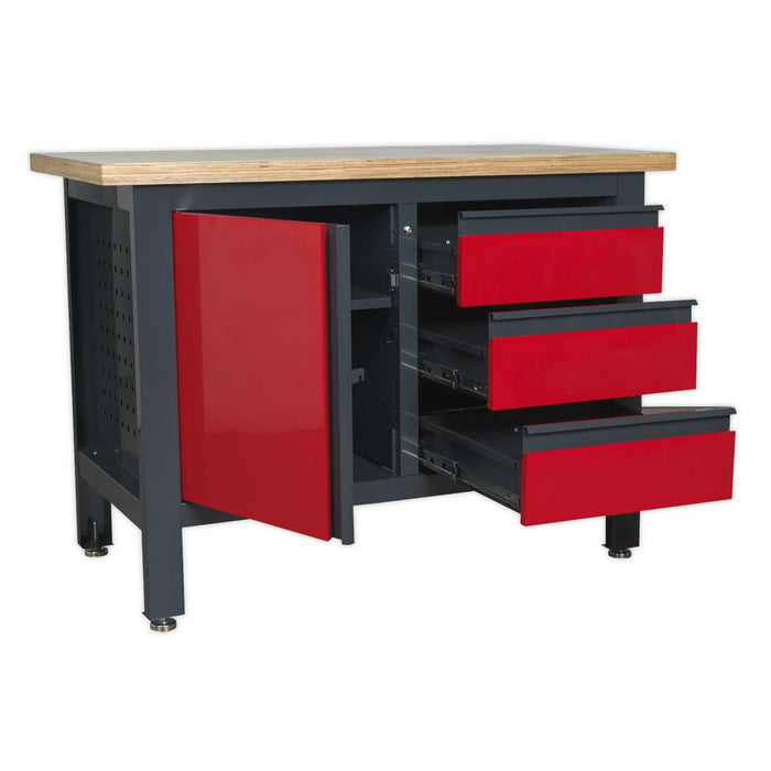 Sealey Workstation with 3 Drawers & Cupboard AP1372B Sealey  - Dynamic Drive