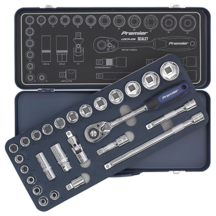 Sealey Socket Set 26pc 1/2"Sq Drive Lock-Onï 6pt Metric AK27482