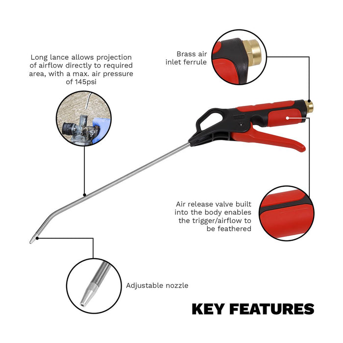 Sealey Air Blow Gun 270mm with 1/4"BSP Air Inlet SA9251 Sealey  - Dynamic Drive