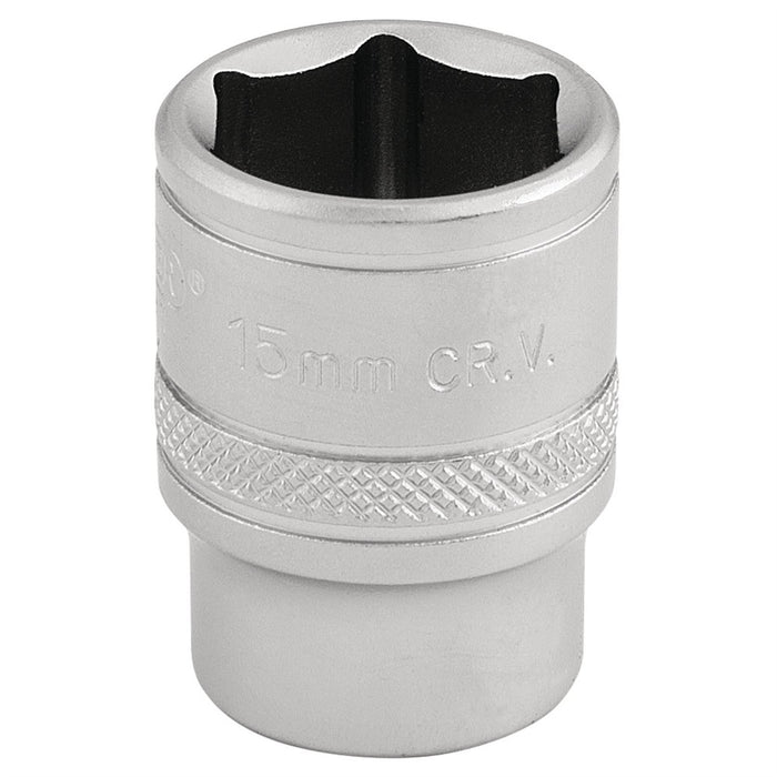 Draper 6 Point Metric Socket, 3/8" Sq. Dr., 15mm 16541