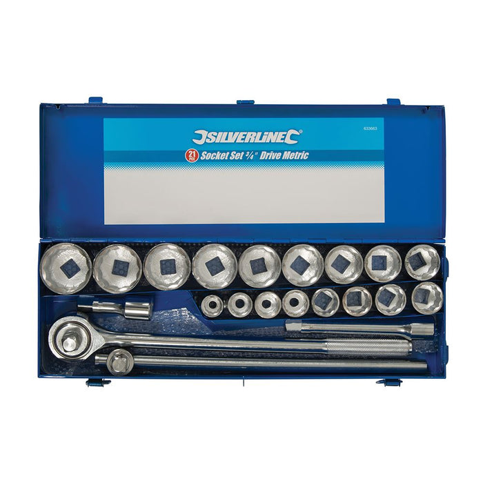 Silverline Socket Set 3/4" Drive Metric 21pce 21pce 633663