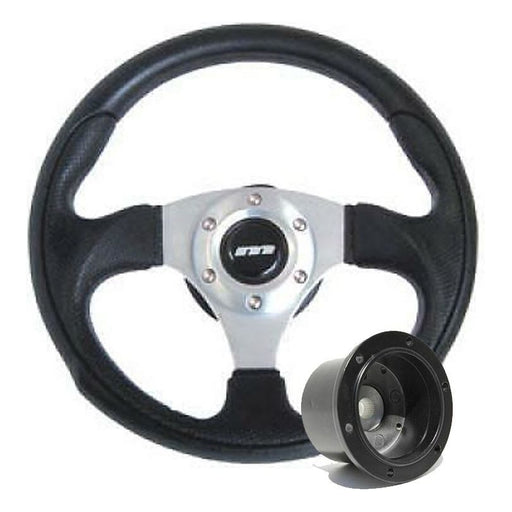 320mm Black Leather Steering Wheel + Boss fits Citroen AX 1987>1989 Mountney Classic  - Dynamic Drive