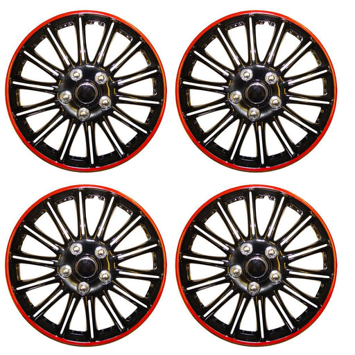 Set of 4 14" Black/Red Wheel Trims / Hub Caps fits 500 UKB4C  - Dynamic Drive