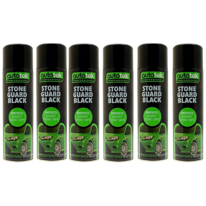 6 x 500ml Autotek Stone Guard BLACK stone chip protection spray paint