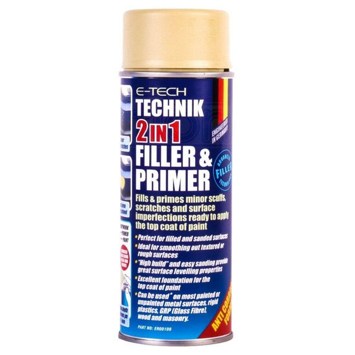 2x E-Tech Technik 2-in-1 Filler & Primer Car Body Repair Paint Undercoat 400ml E-Tech  - Dynamic Drive