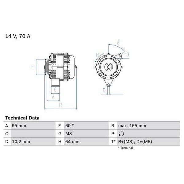 Bosch Reman Alternator 3873 0986038730