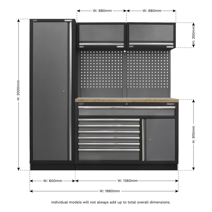 Sealey Superline Pro 1.96m Storage System Pressed Wood Worktop APMSSTACK09W