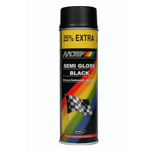 2 x Motip Semi Gloss Black Satin Spray Paint Metal Wood Glass Plastic 500ml UKB4C  - Dynamic Drive