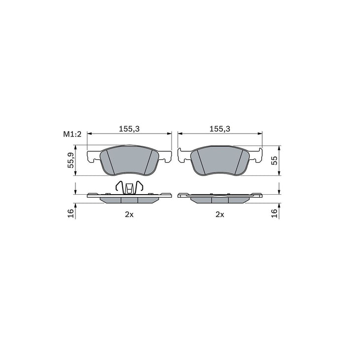 Genuine Bosch Brake Pad Set Bp2490 fits Ford Fiesta EcoBoost - 1.0 - 17- 0986424