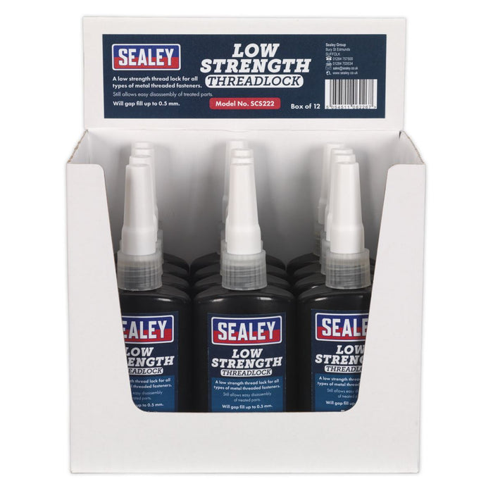 Sealey Thread Lock Low Strength 50ml Pack of 12 SCS222