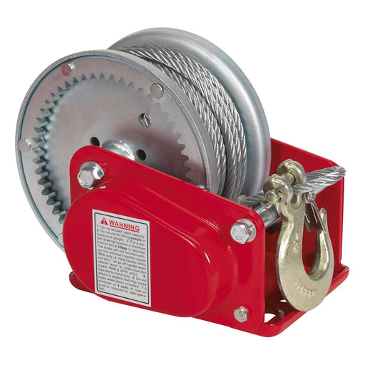 Sealey Geared Hand Winch with Brake & Cable 900kg Capacity GWC2000B Sealey  - Dynamic Drive