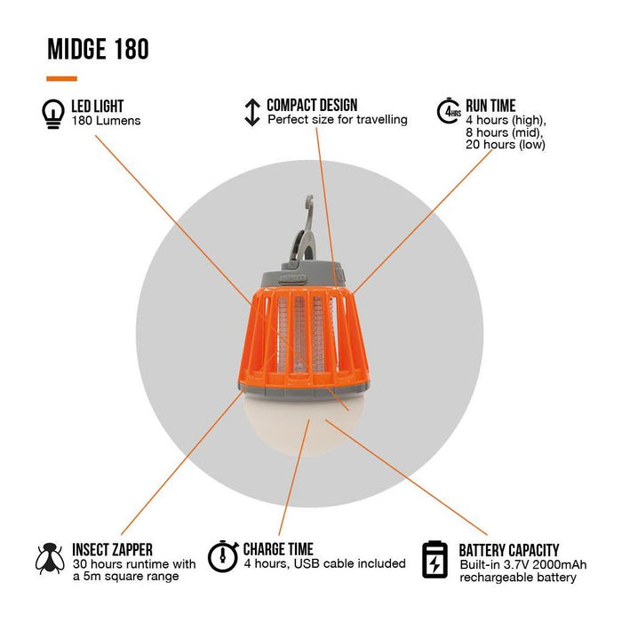 Vango Midge 180 Insect Control Rechargeable Camp Light Vango  - Dynamic Drive