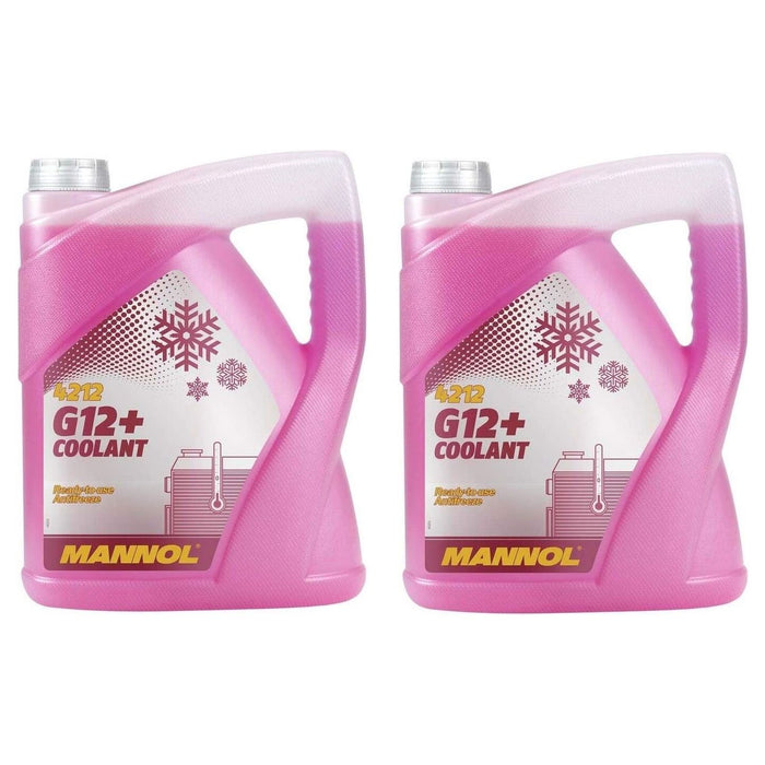 2x 5L MANNOL RED Coolant Antifreeze G12+ Ready Mixed Long Life German Hi Spec Mannol  - Dynamic Drive