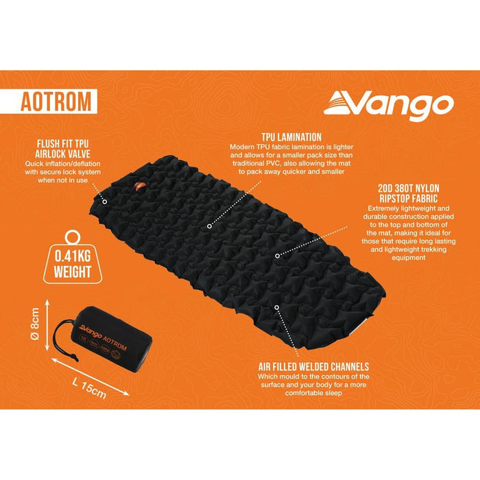 Vango Aotrom Inflatable Sleeping Mat Lightweight Camping Self Inflating Vango  - Dynamic Drive