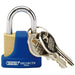 Draper Solid Brass Padlock and 2 Keys with Hardened Steel Shackle and Bumper, 32 Draper  - Dynamic Drive