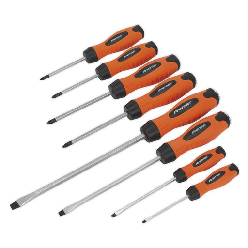 Sealey Screwdriver Set 8pc Hammer-Thru Hi-Vis Orange HV004 Sealey  - Dynamic Drive