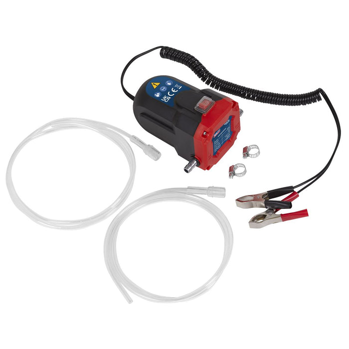 Sealey 12V 84W Oil Diesel Transfer Pump Fuel Transfer Siphon Extractor Sealey  - Dynamic Drive