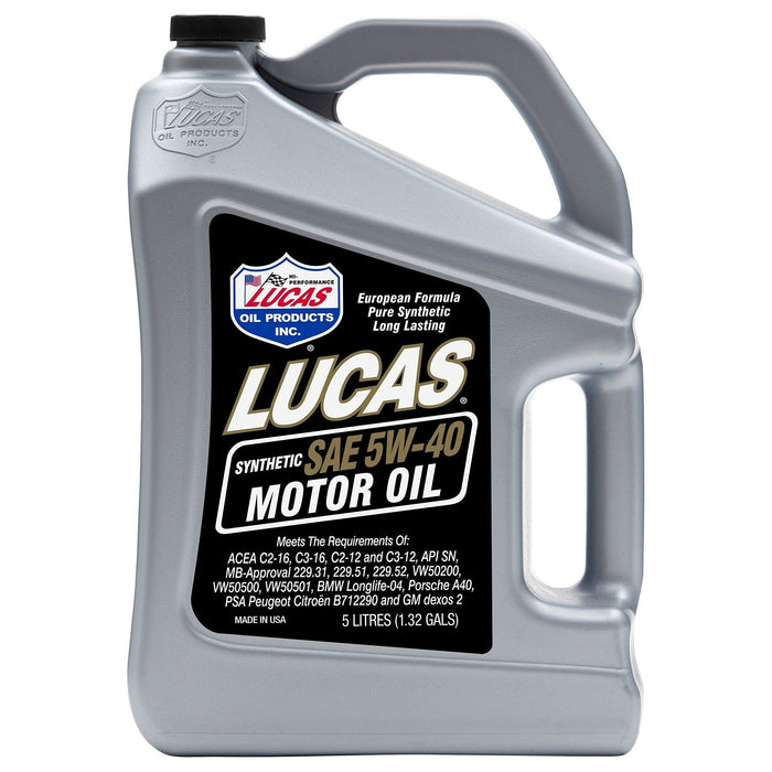 Lucas Oil Fully Synthetic 5W40 Motor Oil 5 Litres 10187 Lucas  - Dynamic Drive