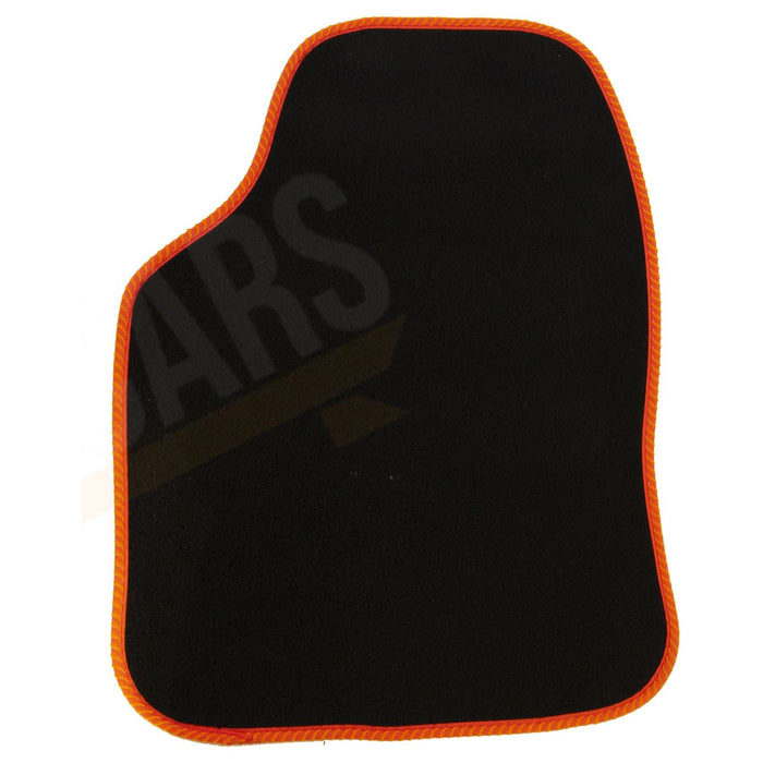 4 x Black Car Carpet Floor Mats with Orange Trim fits Citroen C1 C2 C3 C4 Saxo UKB4C  - Dynamic Drive