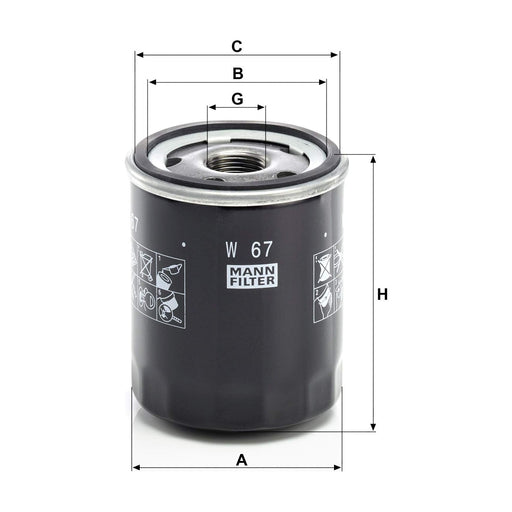 Genuine Mann Oil Filter for Mitsubishi ColtSmart 4Four W67 Mann & Hummel  - Dynamic Drive