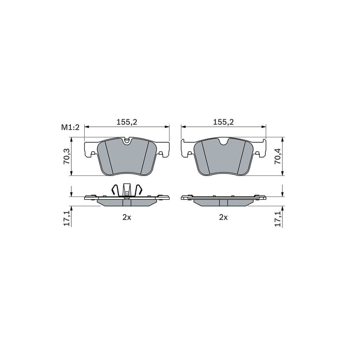 Genuine Bosch Brake Pads Bp2482 fits Vauxhall Grandland X - 1.2 - 17- 0986424860