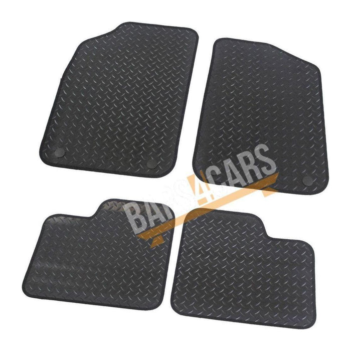 White Trim Tailored Black Rubber Car Mats for Fiat 500 Dec 12> Set of 4 With 4 Clips UKB4C  - Dynamic Drive