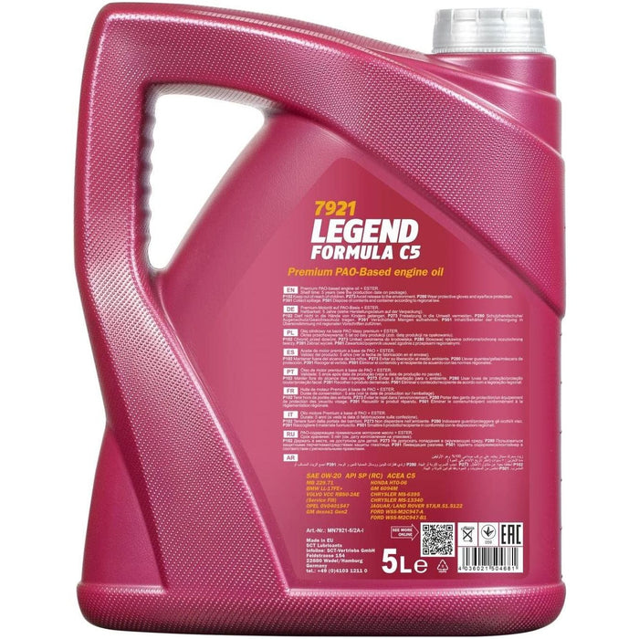 2x 5L MANNOL 0W20 Legend Formula C5 Fully Synthetic Engine Oil API SP,MB 229.71