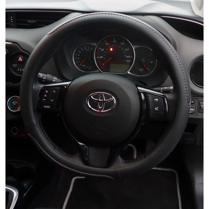 Black Steering Wheel Cover Soft Grip Leather Look for Auris 07-13 UKB4C  - Dynamic Drive