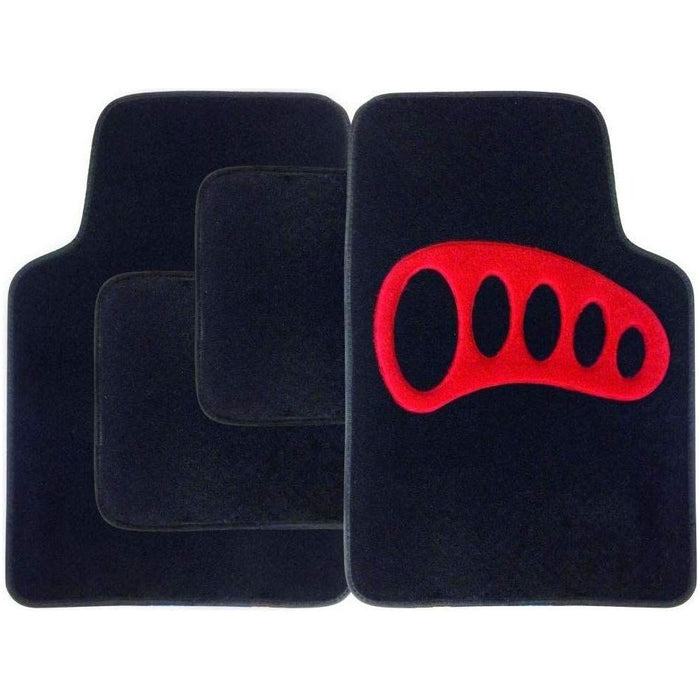 Car Black Carpet Floor Mats Red Heel Pad Universal Fit Town Parts  - Dynamic Drive