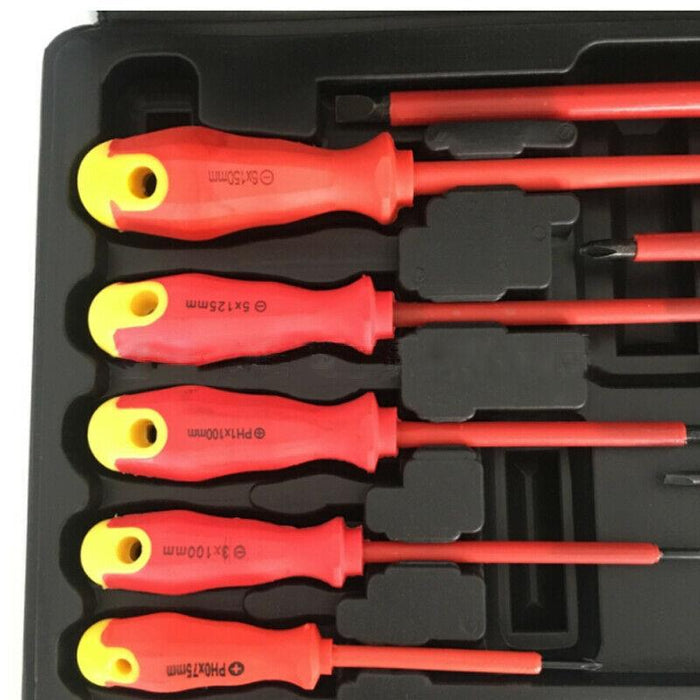 Silverline Screwdriver Set Slotted Phillips Electrician Insulated Soft Grip 11pc