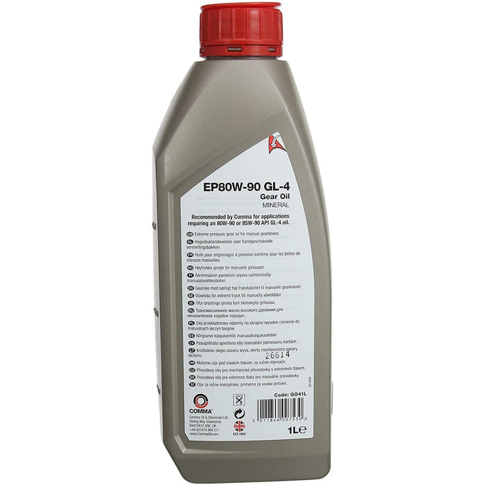 Comma EP80W-90 1L GL4 Gear Oil - GO41L - API GL-4 Comma  - Dynamic Drive