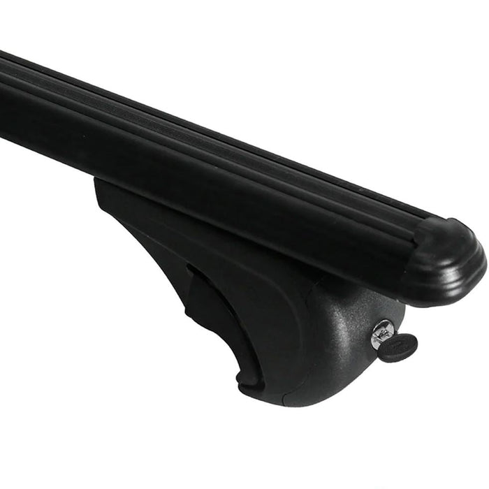 Roof Bars Rack Aluminium Black fits Fiat Mobi 2016- For Raised Rails Omtec  - Dynamic Drive