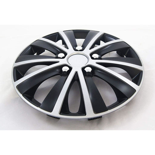 4 X 16" Black & Grey Stripe Multi-Spoke Wheel Trims Hub Caps Covers Protectors Versaco  - Dynamic Drive