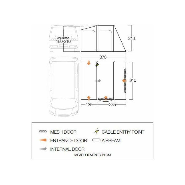 Vango Kela Pro Air Low Drive Away Awning  (180 - 210cm) Campervan Vango  - Dynamic Drive