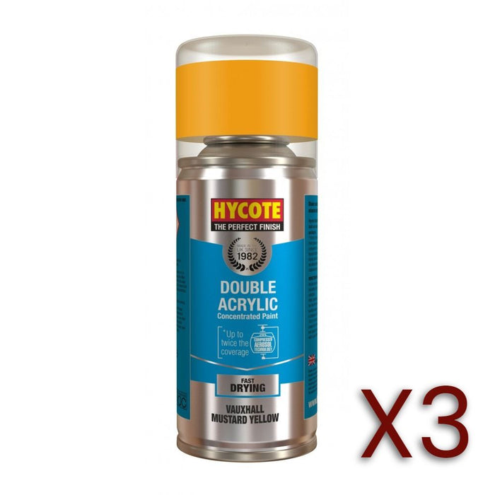 3x Hycote Aerosol Paint for Vauxhall Mustard Yellow 150ml