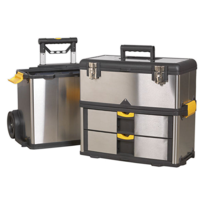 Sealey Mobile Stainless Steel/Composite Toolbox 3 Compartment AP855 Sealey  - Dynamic Drive