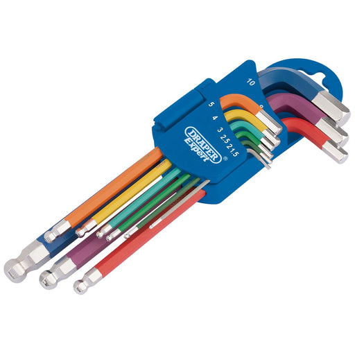 Draper Metric Coloured Hex. and Ball End Key Set (9 Piece) 66132 Draper  - Dynamic Drive